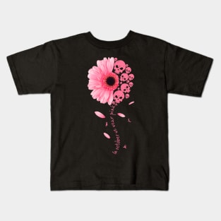 Daisy Skull In October We Wear Pink Breast Cancer Awareness Kids T-Shirt